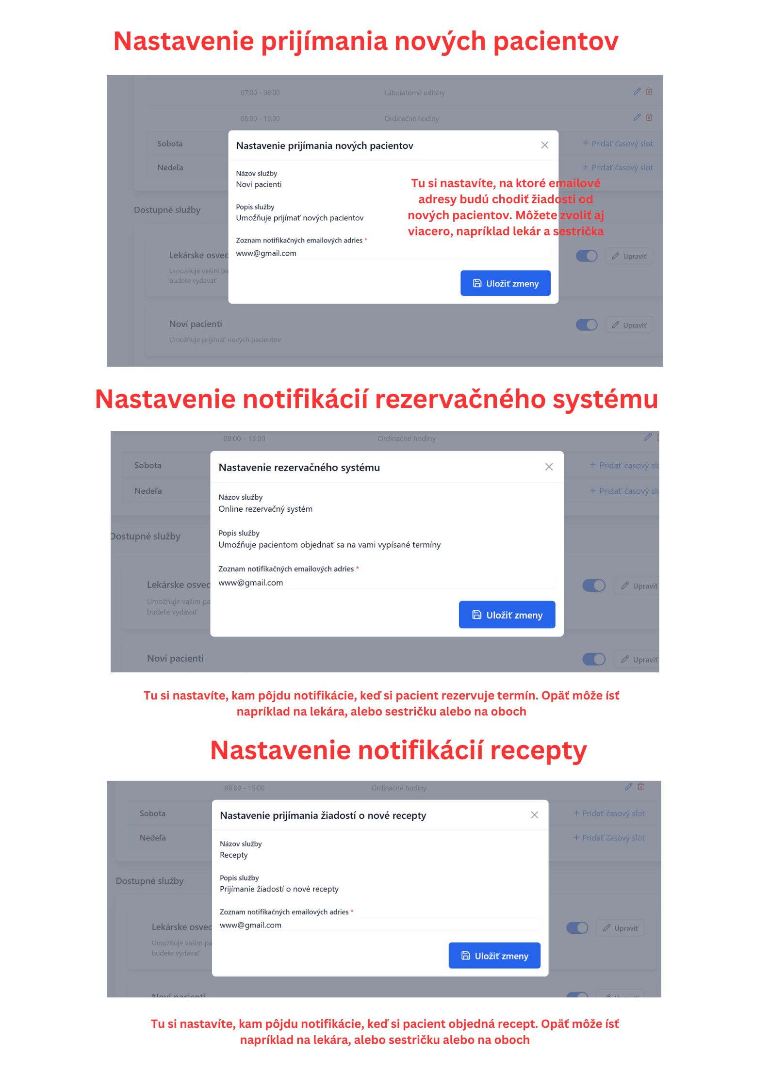 Nastavenie notifikácií ordinacia online